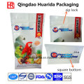 Flat Bottom Plastic Pet Food Packaging Bag with Window Zipper